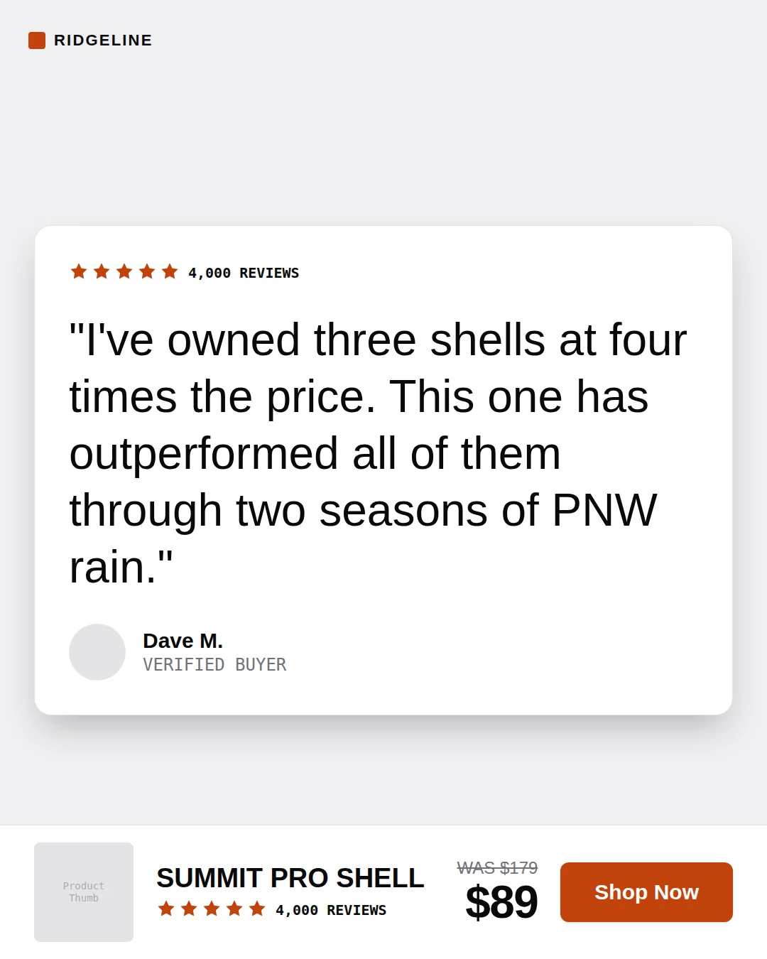 Review card template, 4:5 placement